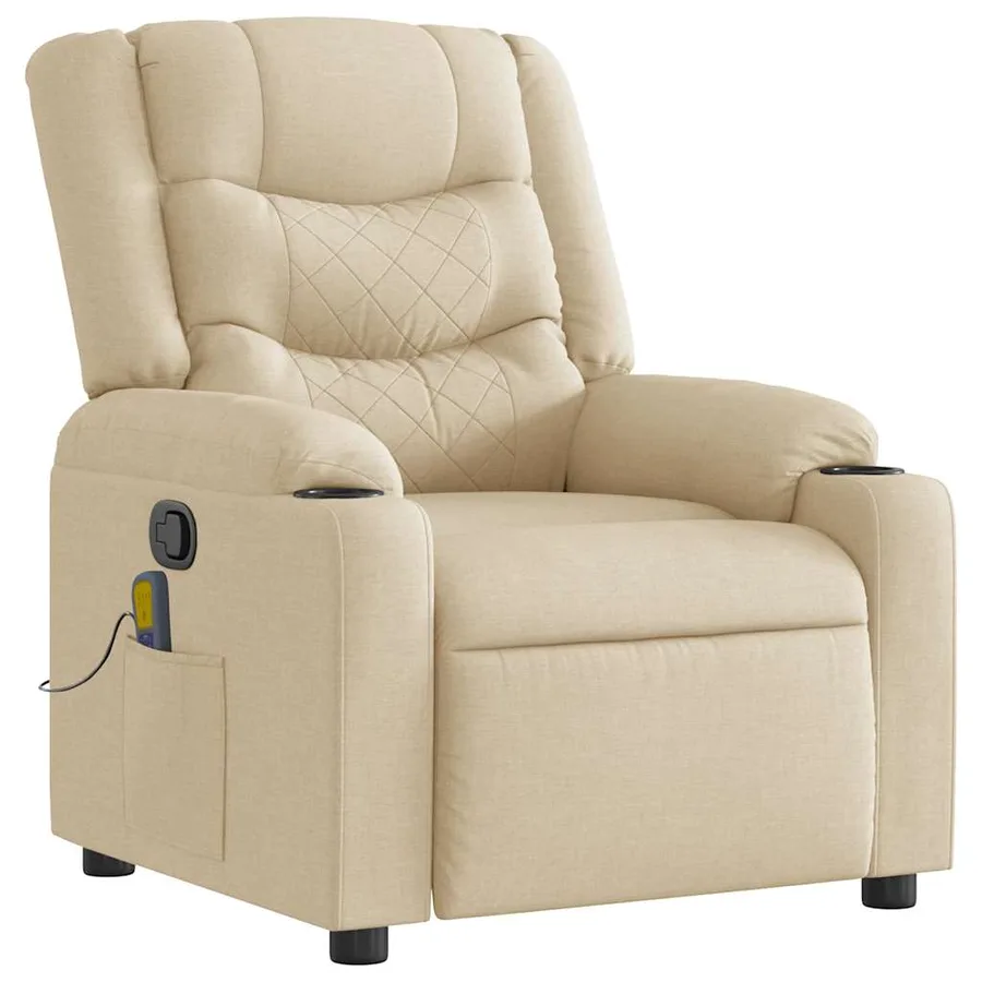 Fauteuil de massage inclinable Crème Tissu - 2