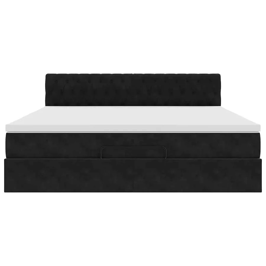 Cadre de lit ottoman avec matelas noir 160x200 cm velours - 6