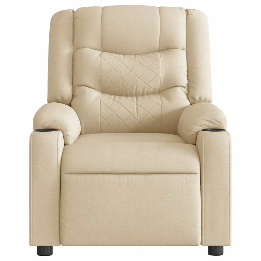 Fauteuil inclinable de massage électrique crème tissu - 5