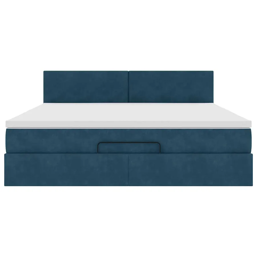 Cadre de lit ottoman avec matelas bleu foncé 160x200 cm velours - 6