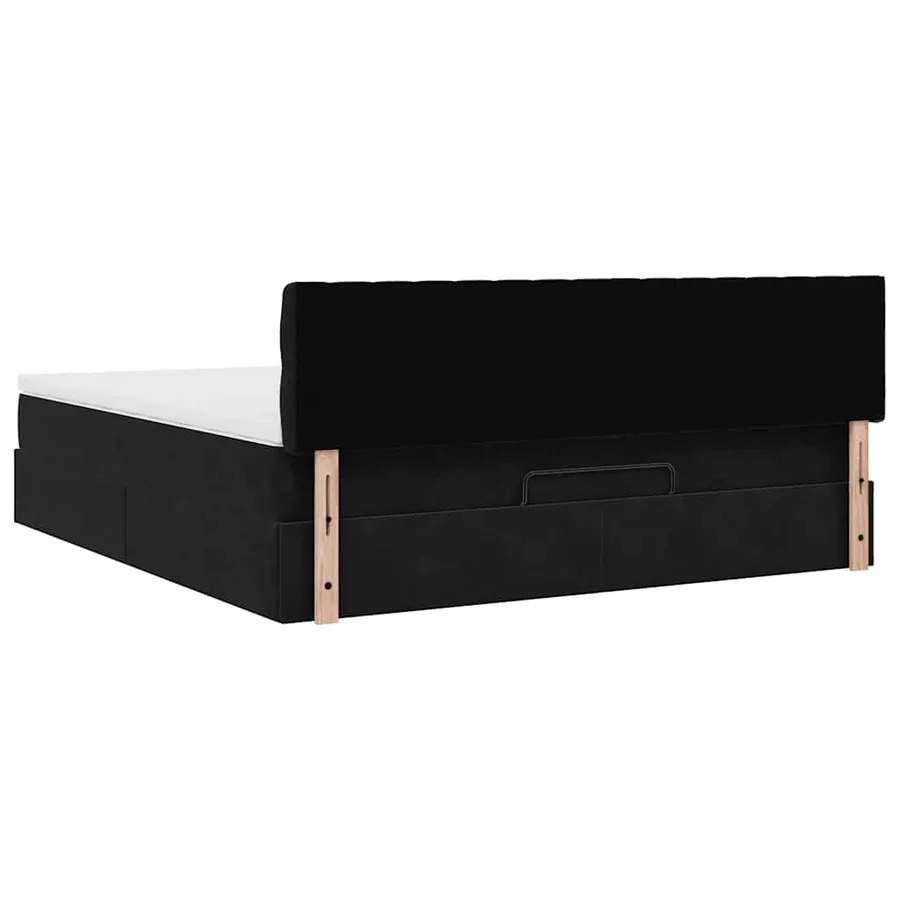 Cadre de lit ottoman avec matelas noir 160x200 cm velours - 11