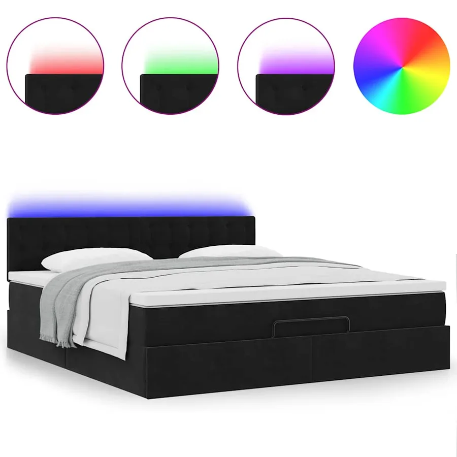 Cadre de lit ottoman avec matelas noir 160x200 cm velours - 5