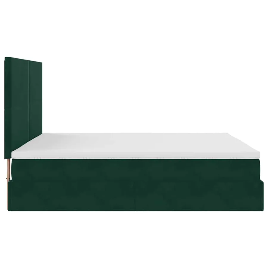 Cadre de lit ottoman avec matelas vert foncé 160x200 cm velours - 8