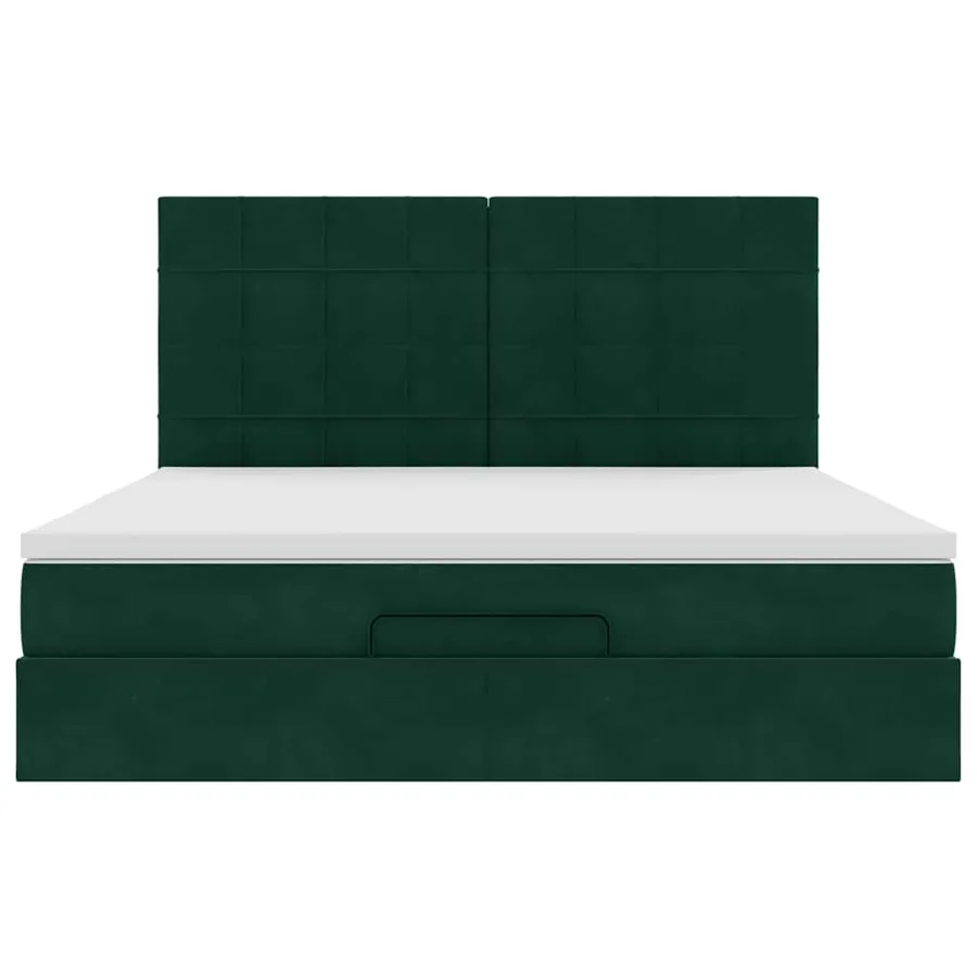 Cadre de lit ottoman avec matelas vert foncé 160x200 cm velours - 7