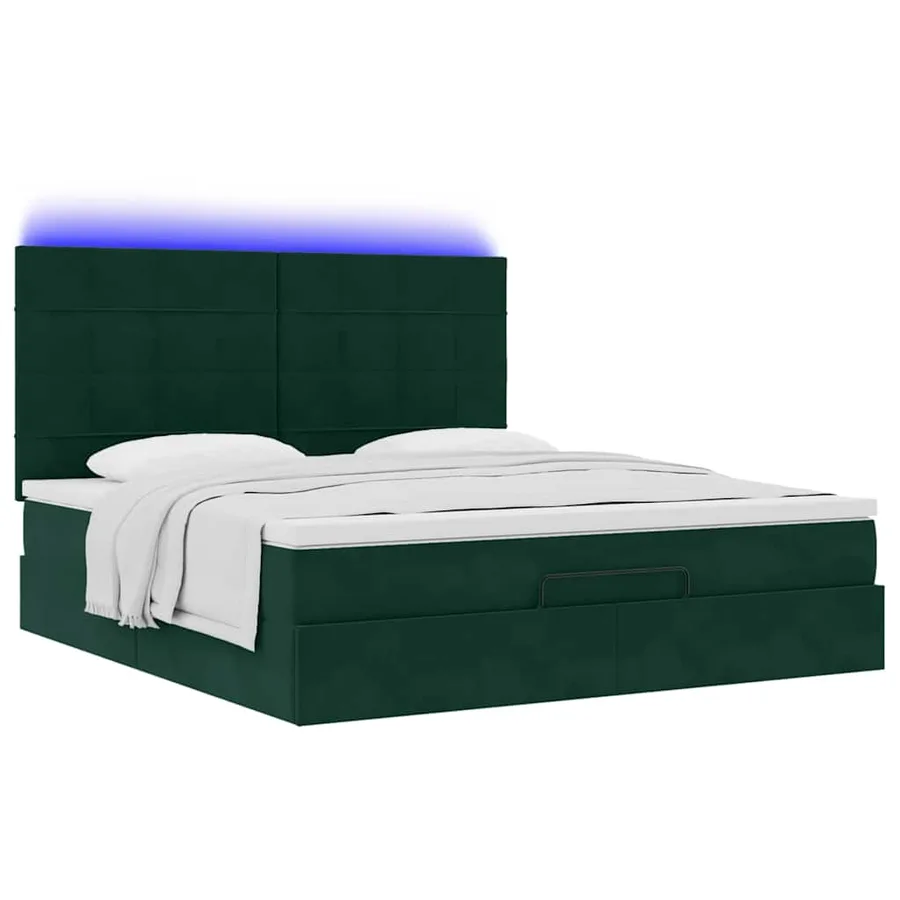 Cadre de lit ottoman avec matelas vert foncé 160x200 cm velours - 6