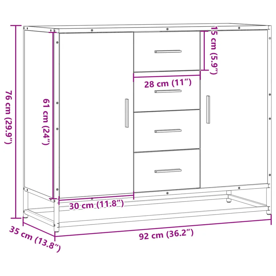 Buffet chêne sonoma 92x35x76 cm bois d'ingénierie - 10