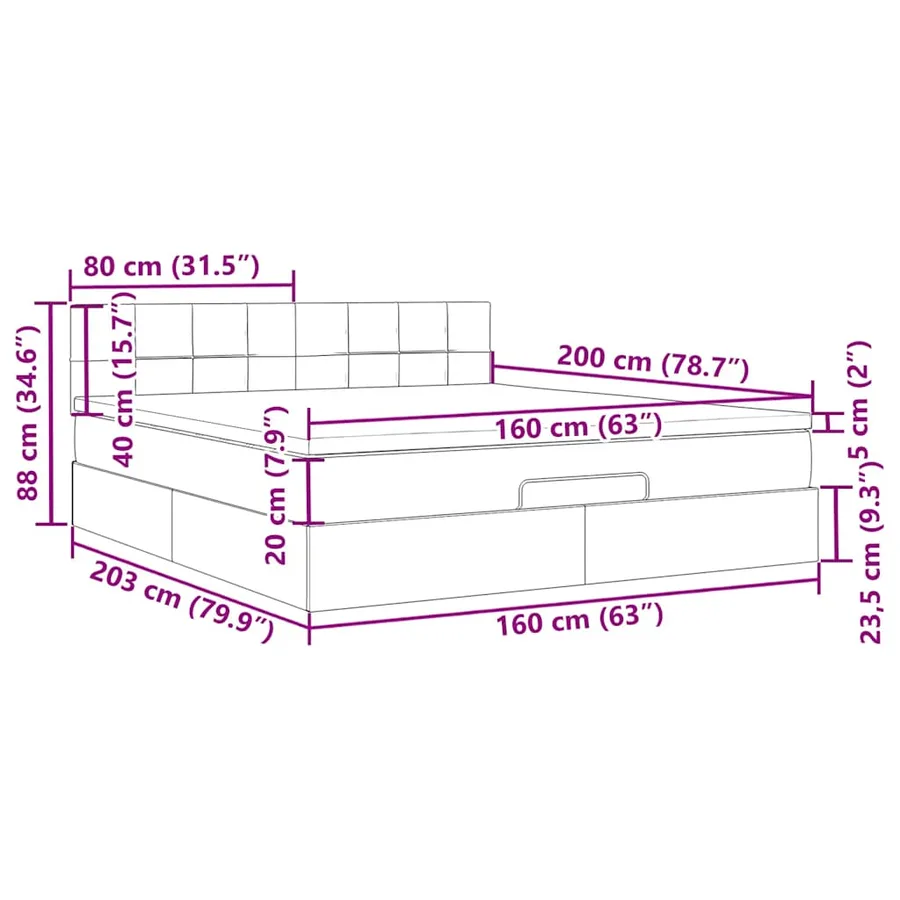 Cadre de lit ottoman avec matelas bleu foncé 160x200 cm velours - 16