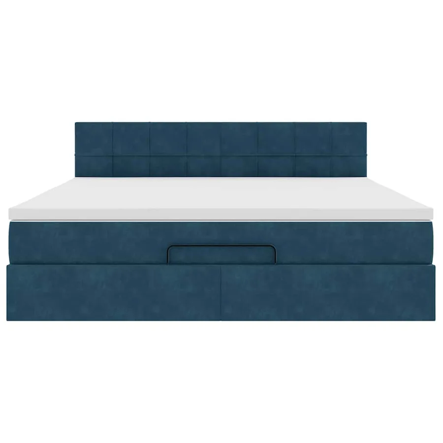 Cadre de lit ottoman avec matelas bleu foncé 160x200 cm velours - 6