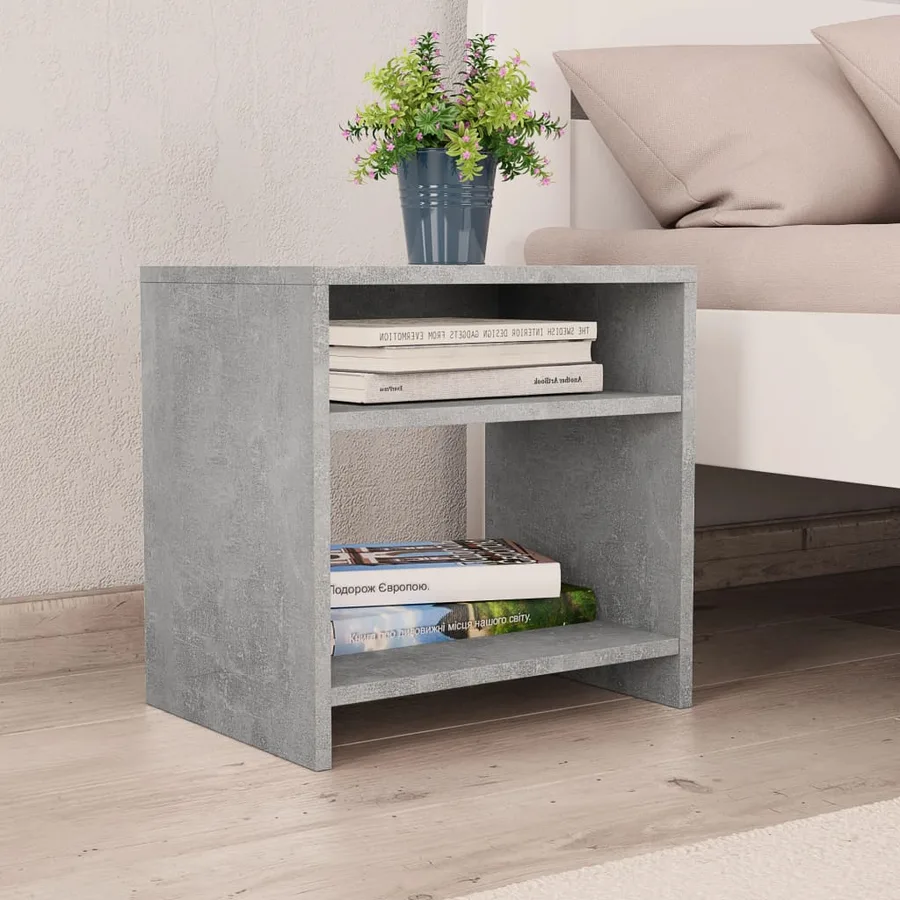 Tables de chevet 2 pcs Gris béton 40x30x40 cm Bois d'ingénierie - 2