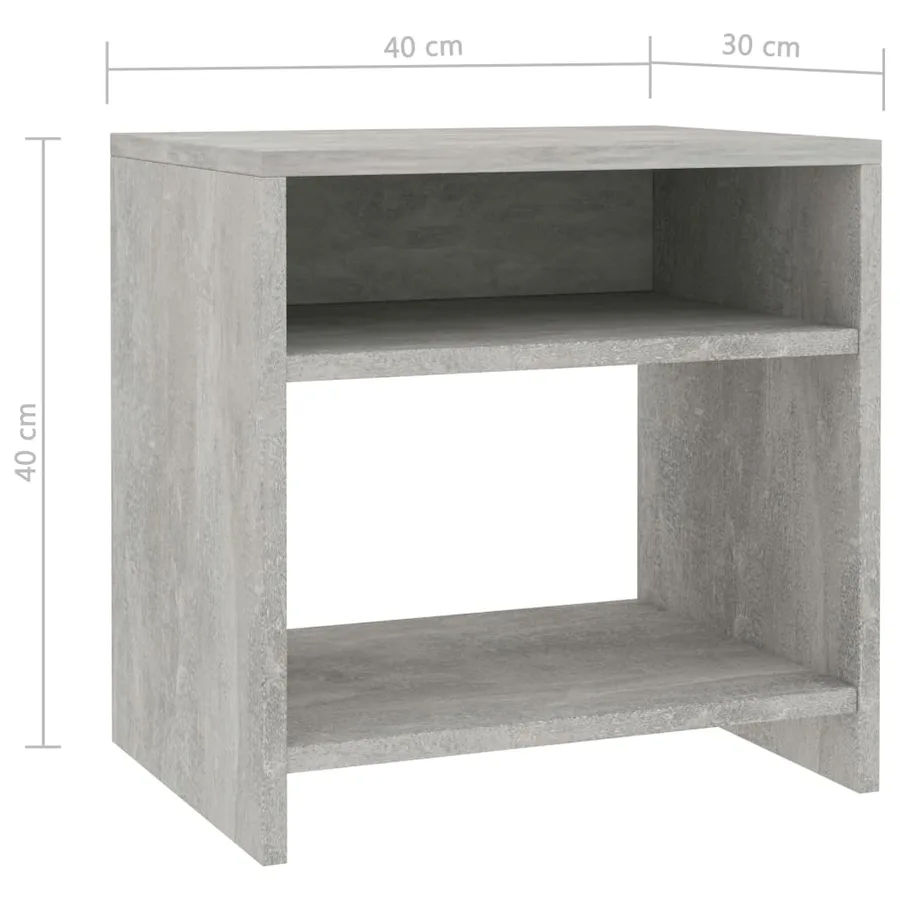 Tables de chevet 2 pcs Gris béton 40x30x40 cm Bois d'ingénierie - 6