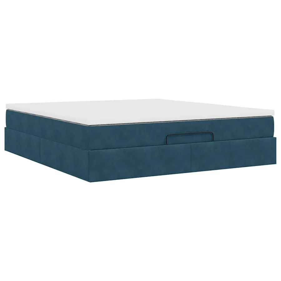 Cadre de lit ottoman avec matelas bleu foncé 160x200 cm velours - 10