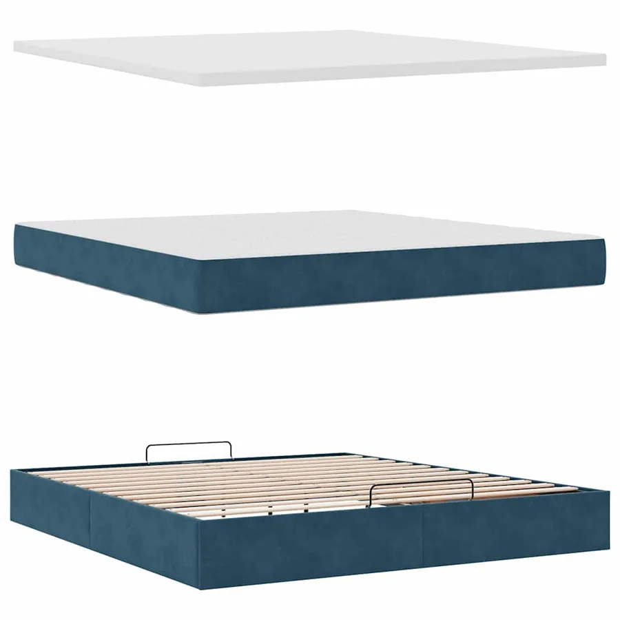 Cadre de lit ottoman avec matelas bleu foncé 160x200 cm velours - 8