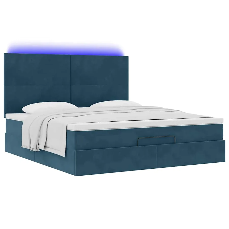 Cadre de lit ottoman avec matelas bleu foncé 160x200 cm velours - 6