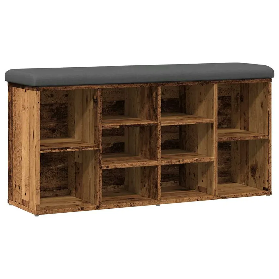 Banc à chaussures vieux bois 102x32x50 cm bois d'ingénierie - 2