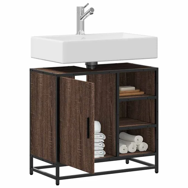 Armoire de lavabo de salle de bain chêne marron 65x33x60 cm