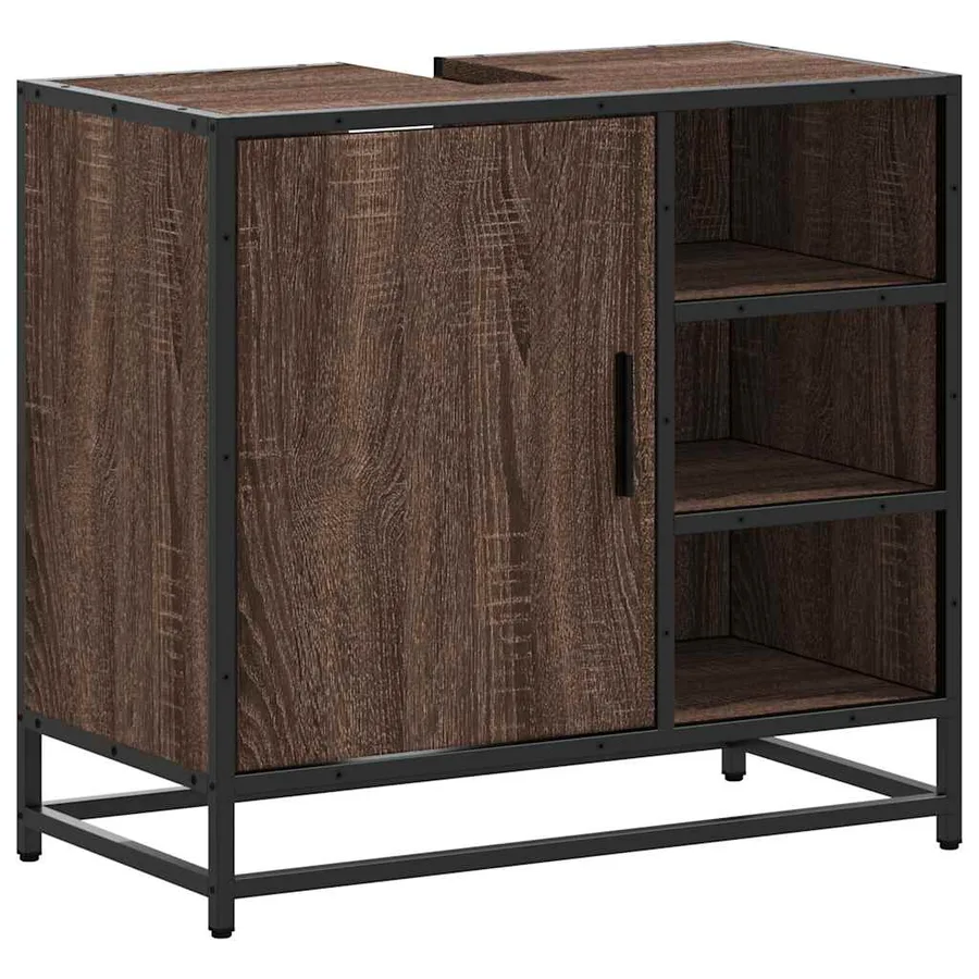Armoire de lavabo de salle de bain chêne marron 65x33x60 cm - 2