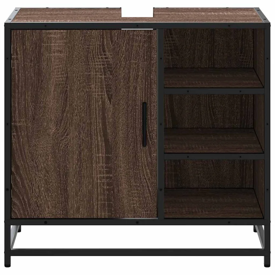 Armoire de lavabo de salle de bain chêne marron 65x33x60 cm - 5