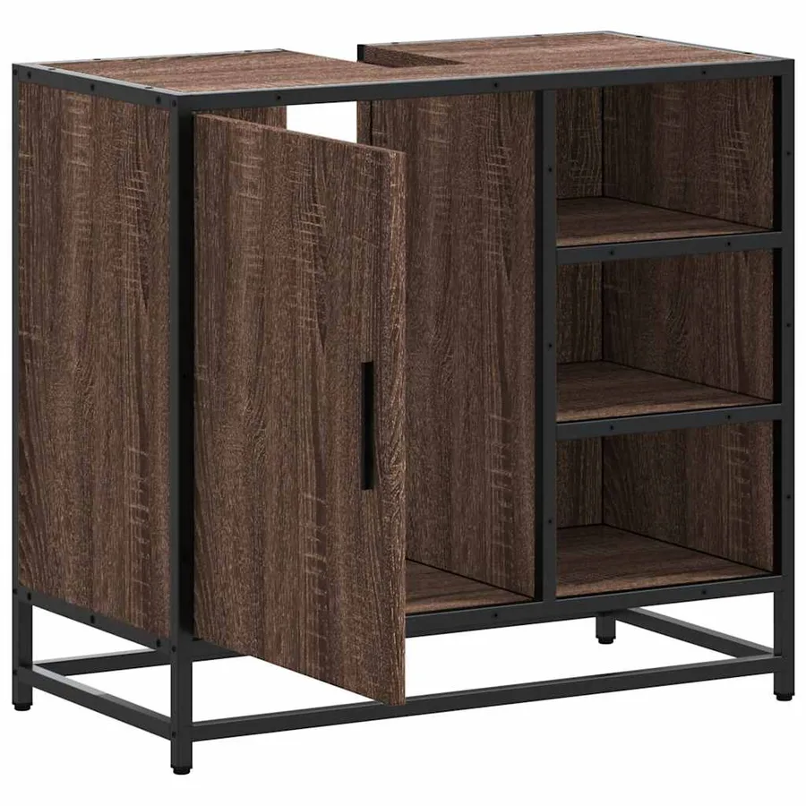 Armoire de lavabo de salle de bain chêne marron 65x33x60 cm - 6