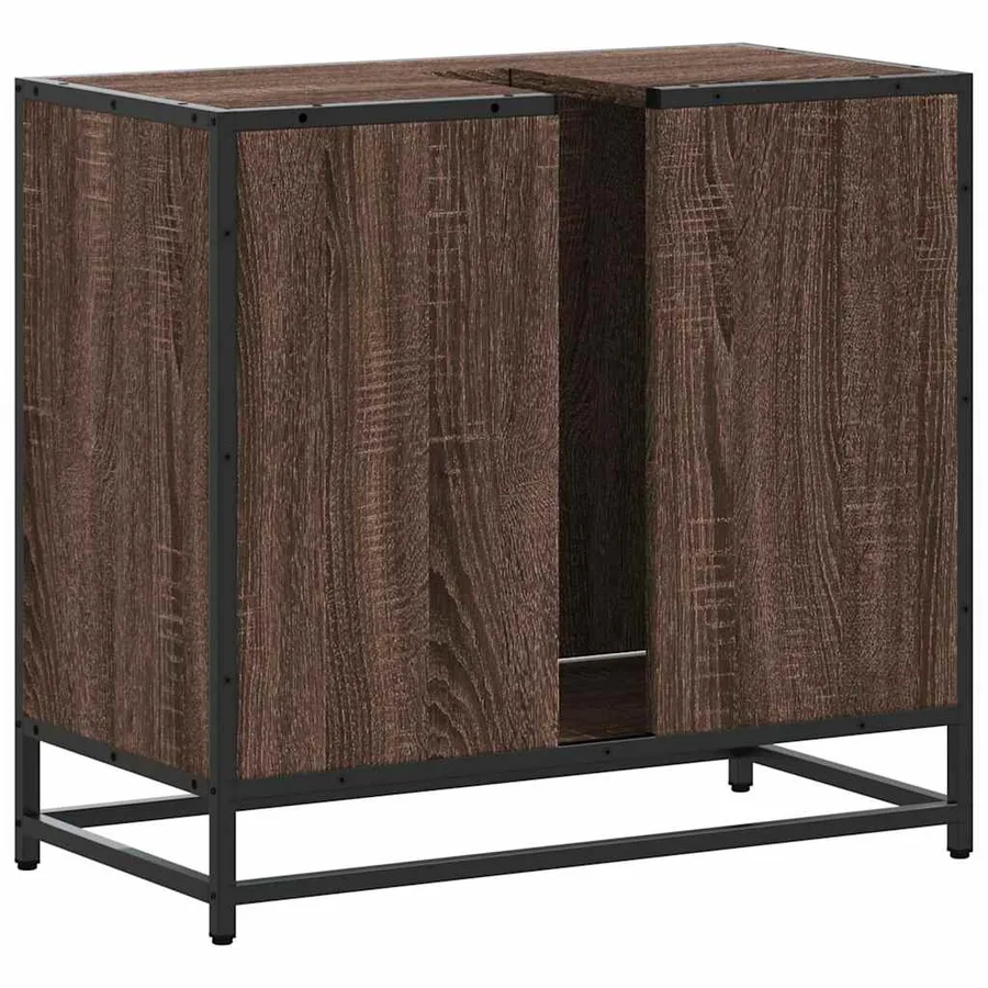 Armoire de lavabo de salle de bain chêne marron 65x33x60 cm - 8
