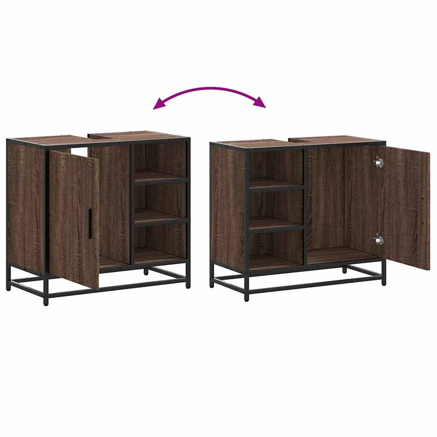 Armoire de lavabo de salle de bain chêne marron 65x33x60 cm - 9