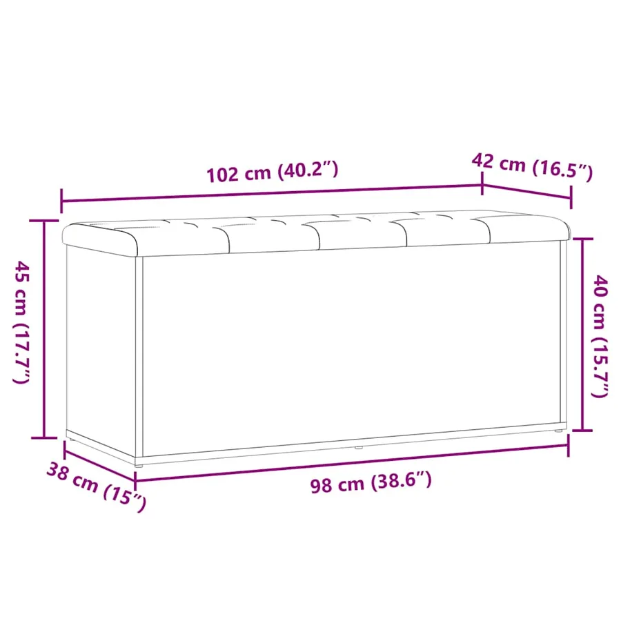 Banc de rangement vieux bois 102x42x45 cm bois d'ingénierie - 8