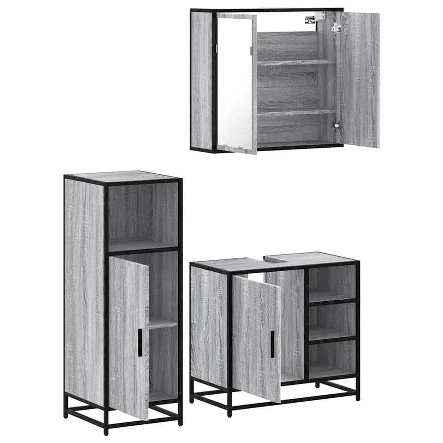 Ensemble de meubles de salle de bain 3 pcs Sonoma gris - 6