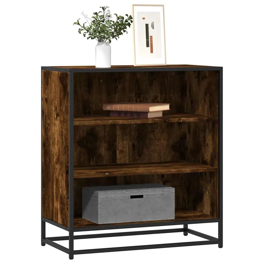 Buffet chêne fumé 68x35x76 cm bois d'ingénierie et métal
