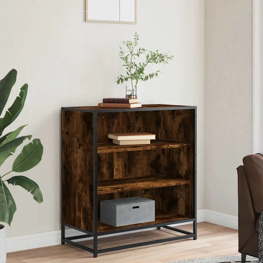 Buffet chêne fumé 68x35x76 cm bois d'ingénierie et métal - 3