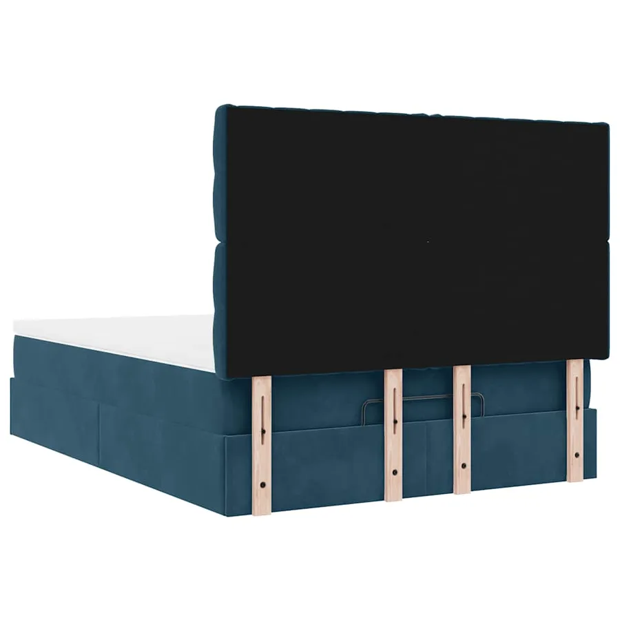 Cadre de lit ottoman avec matelas bleu foncé 140x200 cm velours - 10