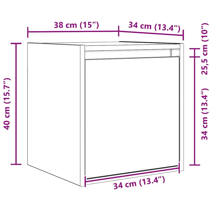 Tables de chevet murales 2 pcs chêne fumé 38x34x40 cm - 15