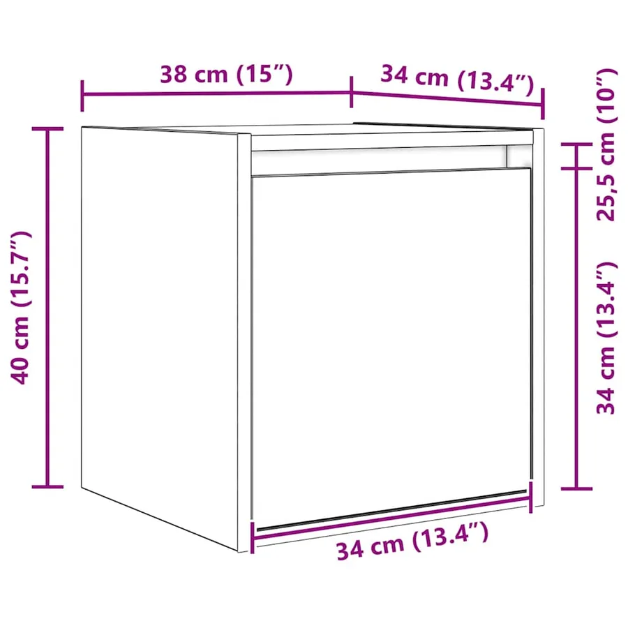 Table de chevet murale chêne sonoma 38x34x40 cm - 14