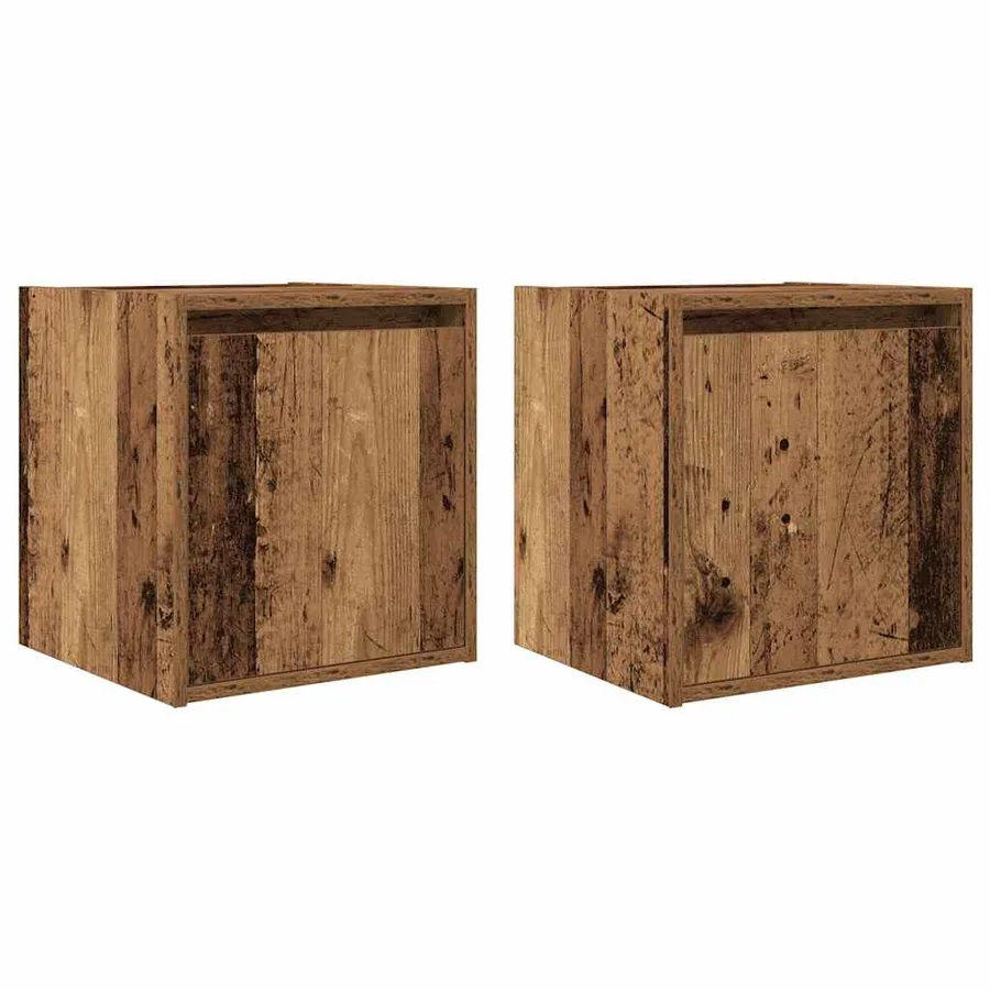 Tables de chevet murales 2 pcs vieux bois 38x34x40 cm - 2