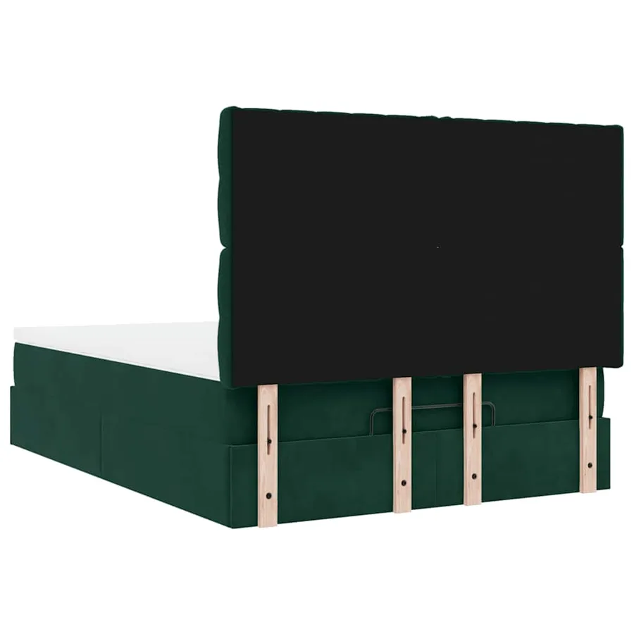 Cadre de lit ottoman avec matelas vert foncé 140x200 cm velours - 10