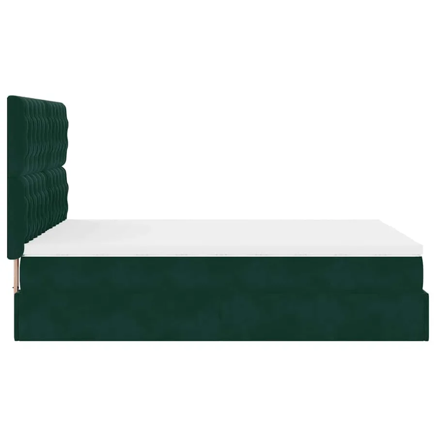 Cadre de lit ottoman avec matelas vert foncé 140x200 cm velours - 9
