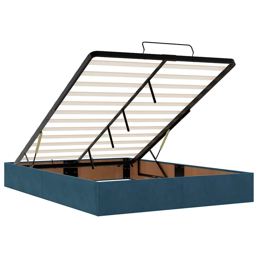 Cadre de lit ottoman avec matelas bleu foncé 140x200 cm velours - 12