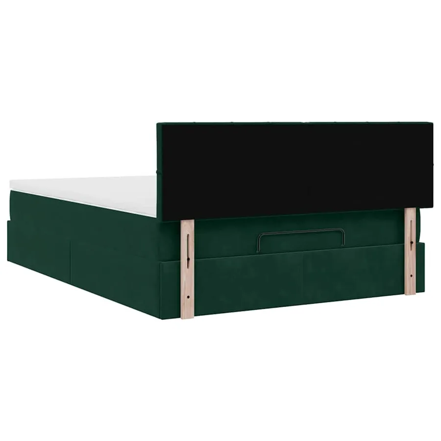 Cadre de lit ottoman avec matelas vert foncé 140x200 cm velours - 10