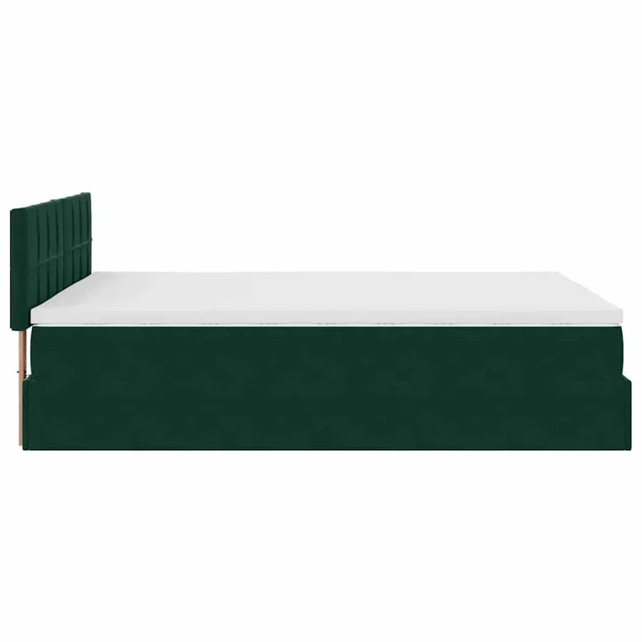 Cadre de lit ottoman avec matelas vert foncé 140x200 cm velours - 9