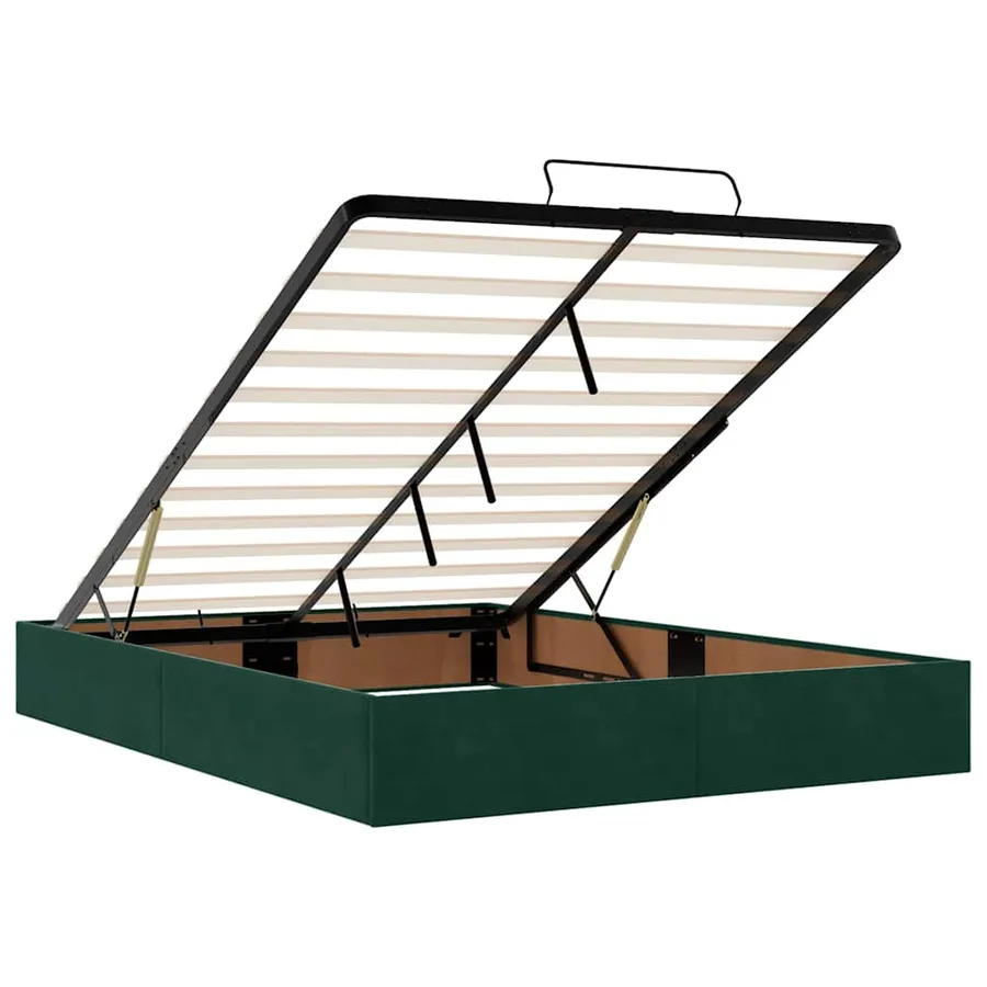 Cadre de lit ottoman avec matelas vert foncé 140x200 cm velours - 10