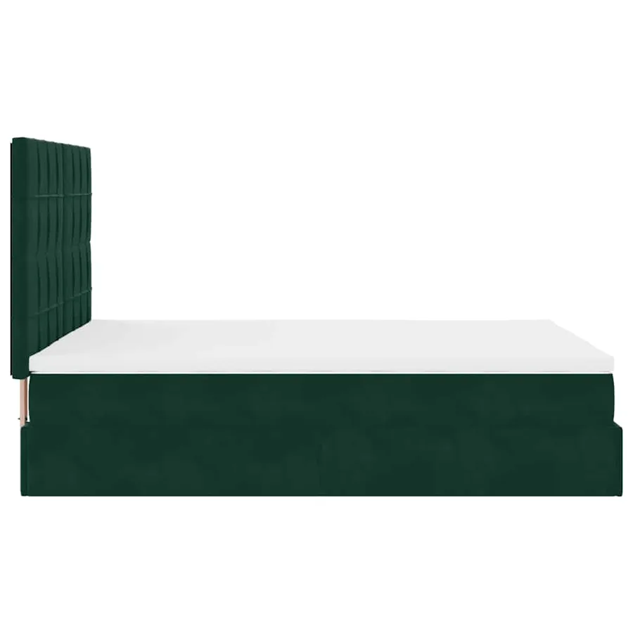 Cadre de lit ottoman avec matelas vert foncé 140x200 cm velours - 8
