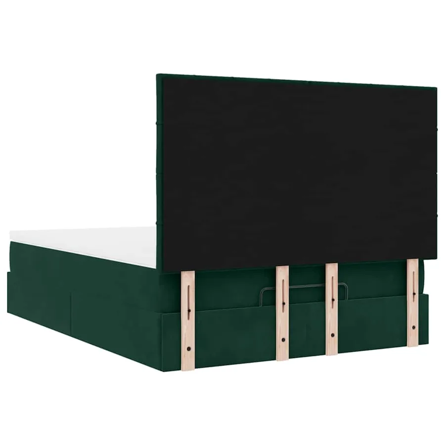 Cadre de lit ottoman avec matelas vert foncé 140x200 cm velours - 10