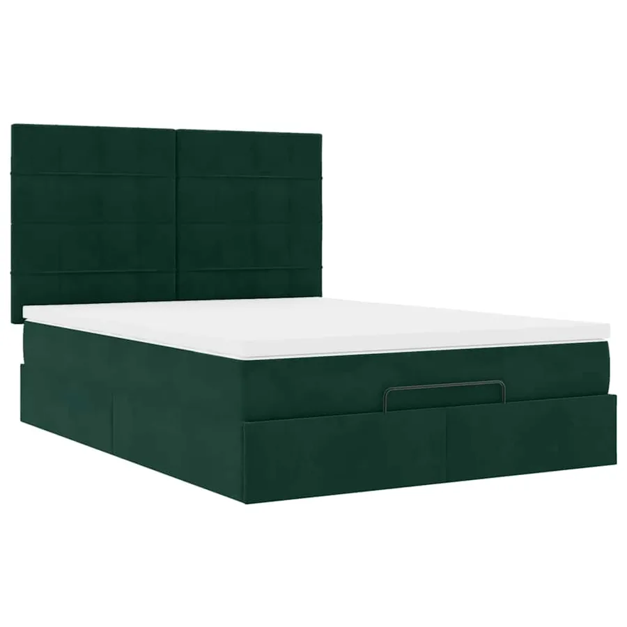 Cadre de lit ottoman avec matelas vert foncé 140x200 cm velours - 7