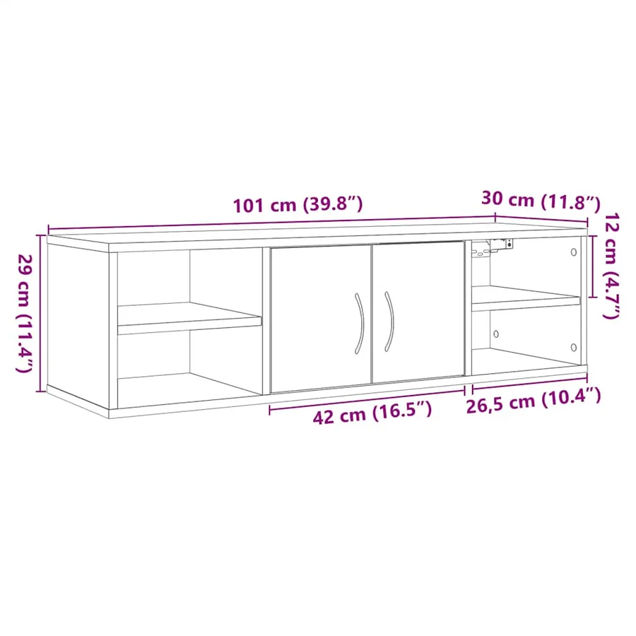 Armoire murale vieux bois 101x30x29 cm bois d'ingénierie - 10