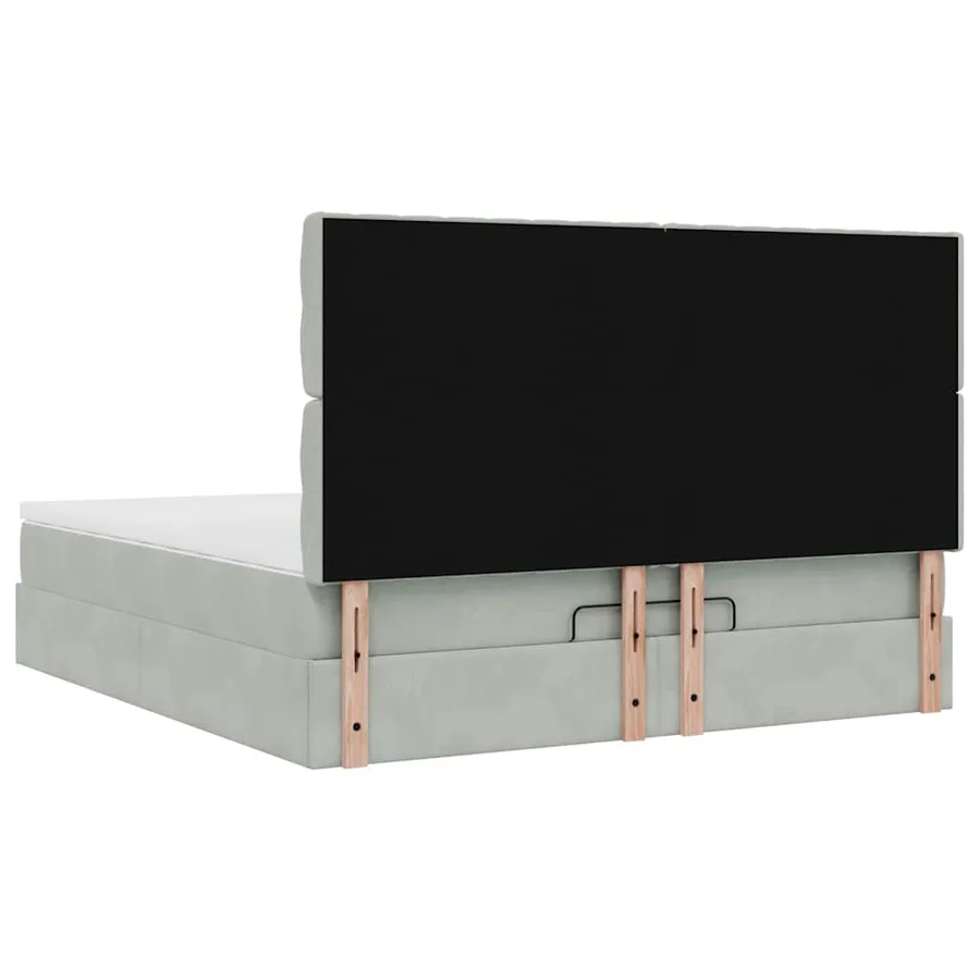 Cadre de lit ottoman et matelas gris clair 160x200cm velours - 10