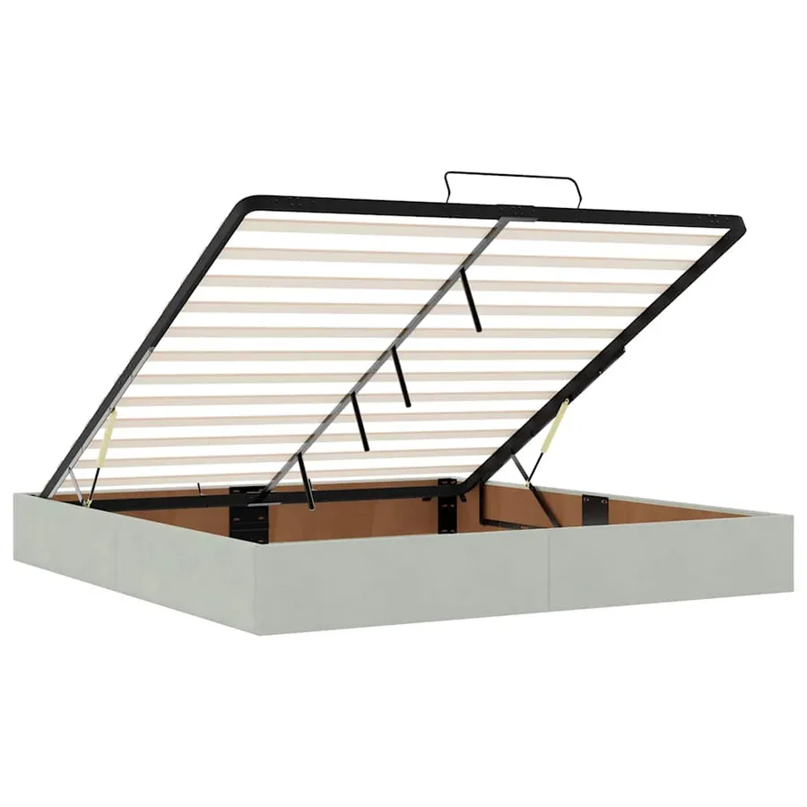 Cadre de lit ottoman avec matelas gris clair 160x200 cm velours - 12