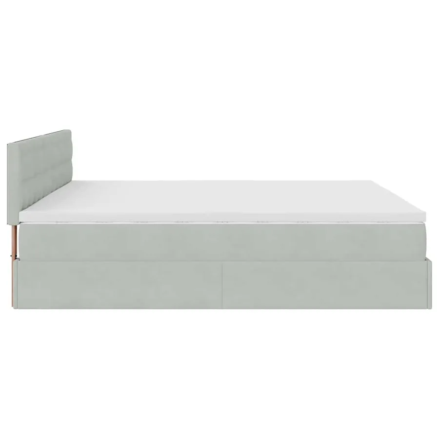 Cadre de lit ottoman avec matelas gris clair 160x200 cm velours - 10