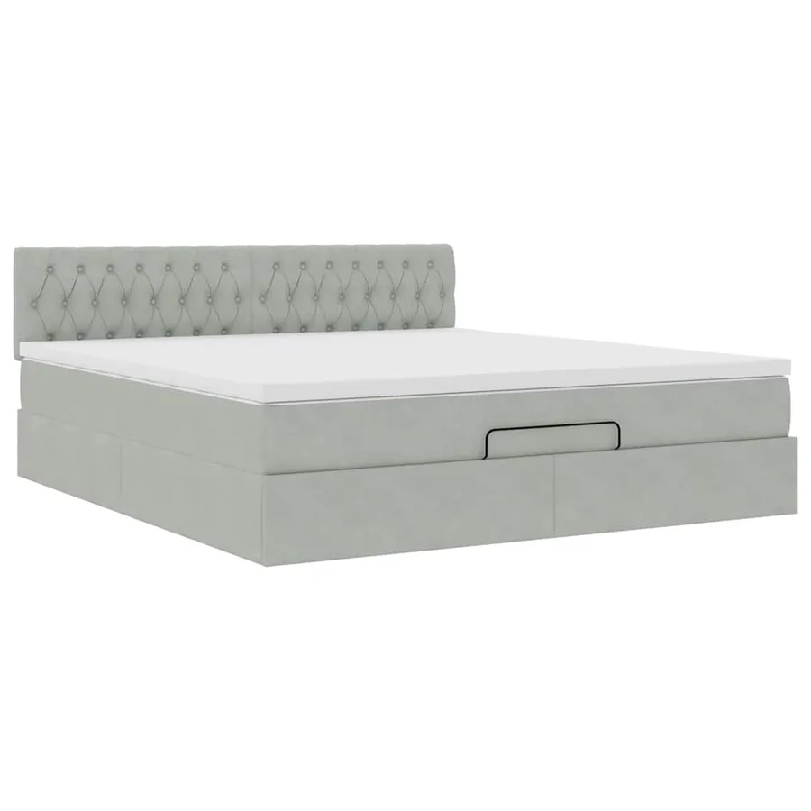 Cadre de lit ottoman avec matelas gris clair 160x200 cm velours - 5