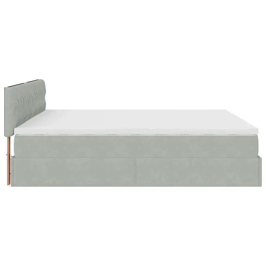 Cadre de lit ottoman avec matelas gris clair 160x200 cm velours - 9
