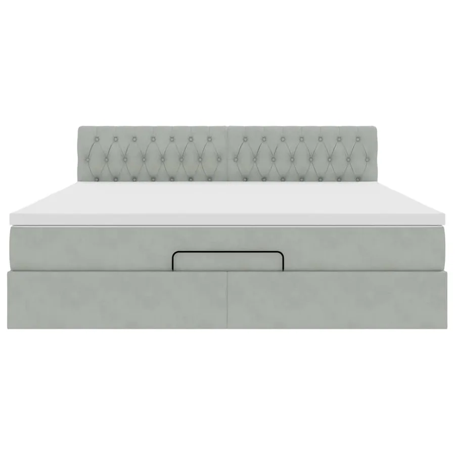 Cadre de lit ottoman avec matelas gris clair 160x200 cm velours - 7