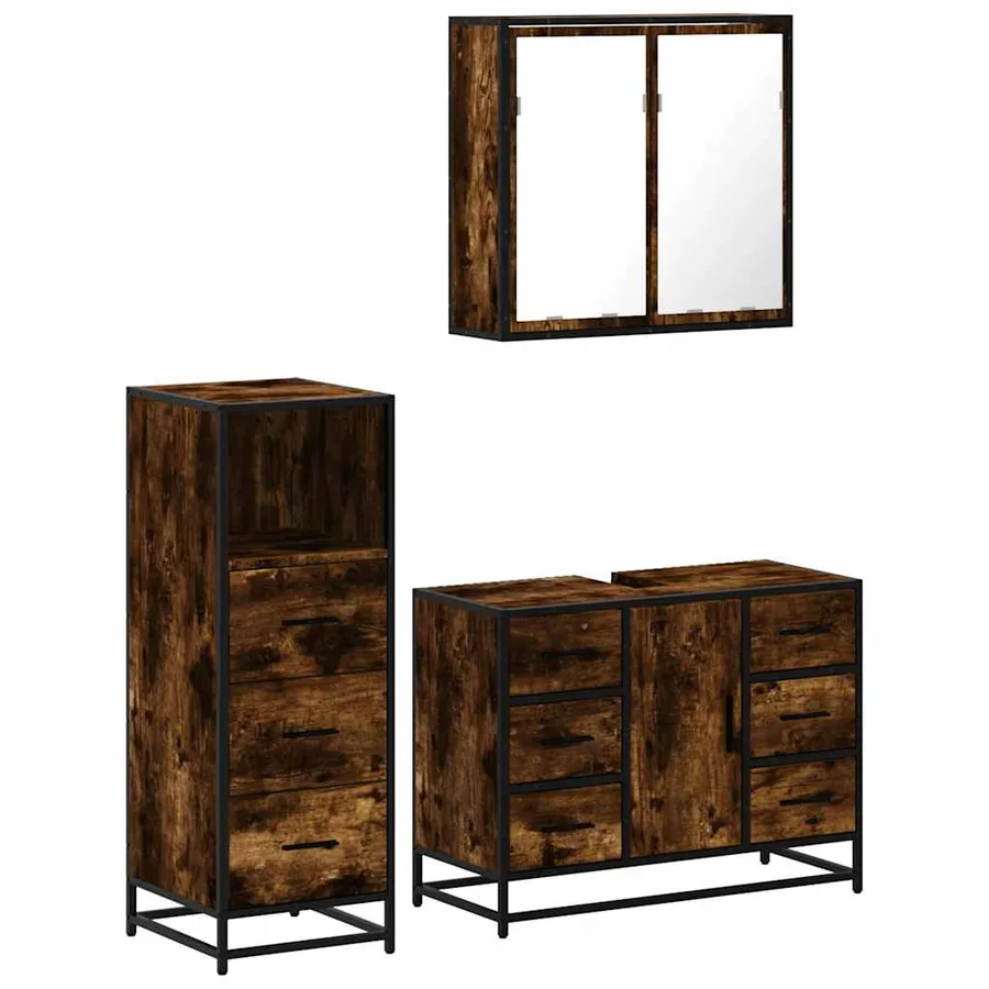 Ensemble de meubles de salle de bain 3 pcs Chêne fumé - 2