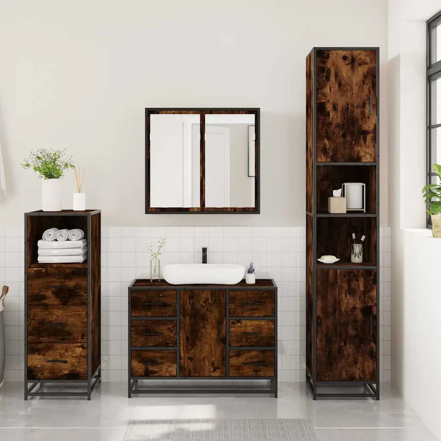 Ensemble de meubles de salle de bain 3 pcs Chêne fumé - 3